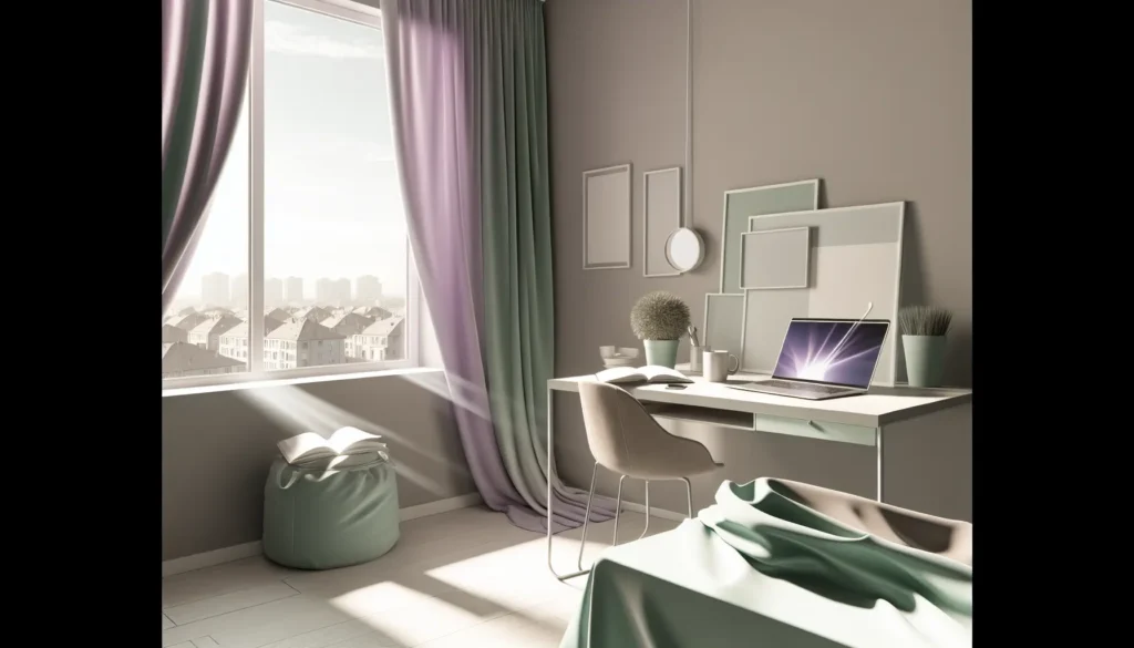 Робочий стіл з ноутбуком для онлайн-зустрічі з психологом у спокійній квартирі прифронтового міста